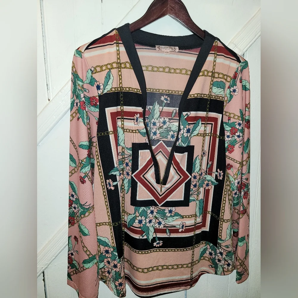 Nanette Lepore Womens Zip Front Pop Over Blouse Large - Picture 3 of 5